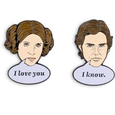 two star wars characters with i love you and i know pinbacks on them