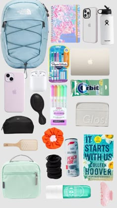 Preppy Back To School Supplies, Preppy High School, Backpack Must Haves, High School Essentials, School Locker Organization, Middle School Supplies, Middle School Essentials, Cute Backpacks For School, School Backpack Essentials