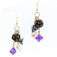 Bigender Earrings, Non Binary Earrings, Dnd Earrings, Dnd Jewelry, Dice Accessories, Dice Jewelry, Asexual Flag, Dice Earrings, Geeky Jewellery