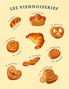 an image of breads and pastries in french