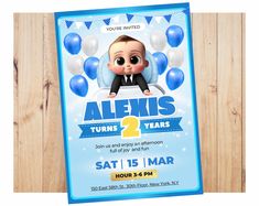 Baby Boss Birthday Invitation, Baby Boss Birthday, Easy App, Boss Birthday, Baby Boss, Easy Apps, Canva App, Birthday Invitation Template, Boss Baby