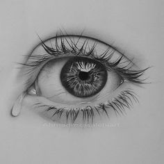 a drawing of an eye with water drops coming out of the iris's eyes