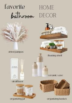 bathroom decor with the words favorite bath room on it and various items in front of them