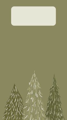 an image of trees in the snow on a green background with white text above it