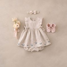 Indulge your little one in the epitome of elegance with our exquisite Beige Linen Baby Dress. Crafted with meticulous attention to detail and imbued with classic charm, this dress embodies sophistication and grace, making it a cherished addition to any baby girl's wardrobe. 55% Linen 45% Cotton Embroidered details Coconut buttons on back Machine wash delicate/gentle, Do not bleach, Tumble dry normal, Iron medium Linen Baby Dress, Embroidered Baby Clothes, Baby Birth Announcement Cards, Birth Announcement Cards, Baby Birth Announcement, Linen Romper, Baby Fits, Back Machine, Elegant Baby