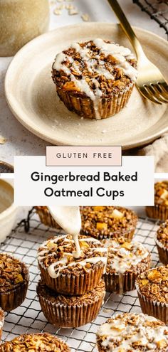 gluten free gingerbread baked oatmeal cups on a cooling rack