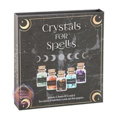 Crystals for Spells Crystal Chip Bottle Gift Set Spell Jars, Crystal Grids, Bottle Gift, Black Obsidian, Spiritual Gifts, Crystal Grid, Red Jasper, Green Amethyst, Tiger's Eye