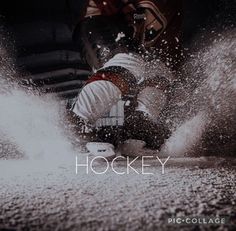 a person on a snowboard with the words hockey in front of them and an image of someone falling down