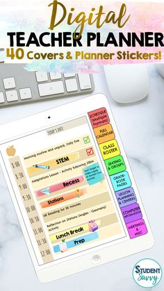 a digital teacher planner on top of a desk