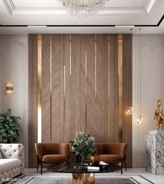 a living room with two couches and a coffee table in front of a wooden paneled wall