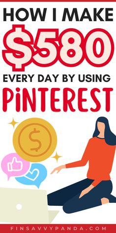 a woman sitting on top of a laptop computer with the words how i make $ 350 every day by using pinterest