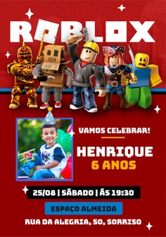 a flyer for a children's birthday party with legos and toys on it