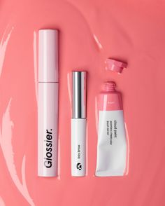 Glossier Product Photography, Glossier Ad, Glossier Aesthetic, Glossier Girl, Beauty Campaign, Boy Brow, Glossier Lipstick, Holiday Campaign, Glossy Makeup