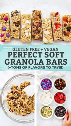 gluten free and vegan perfect soft granola bars with tons of flavors to try