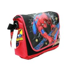 Messenger Bag, Size: ~15" x 12" x 5"; Licensed Product Size: one size.  Gender: unisex.  Age Group: adult. School Bookbags, Canvas Messenger Bag, School Books, New School, Book Bag, Boy Blue, Work Travel, Men's Backpack, Marvel Spiderman