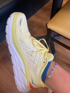 Colorful Hoka Outfit, Pretty Hoka Shoes, Cute Hoka Shoes, Hoka Shoes Running, Colorful Tennis Shoes, Yellow Hoka Shoes, Hoka Runninh Shoes, Cute Running Shoes, Hoka Shoes