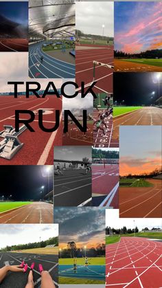 a collage of photos with the words track run