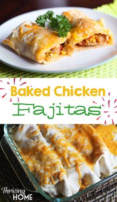 baked chicken fajitas in a casserole dish