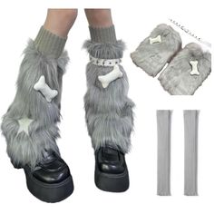 PRICES MAY VARY. ❤ 【High Quality Material】The 3in1 Set includes: 1 knitted leg warmer, 1 plush leg warmer, and 1 leg chain. Womens knit winter kawaii winter leg warmers, leg warmers for women 80s, made of high-quality cotton and polyester, Soft and skin friend knit fabric, with great stretch. ❤【Warmer Long Socks】Over the Calf, Knee high stockings for women, knitted leg warmers for girls, e girls harajuku long socks, punk clothes, striped gothic socks , knitwear warm winter socks, make you warm i Fabric Leg Warmers, Goth Leg Warmers, Christmas Aesthetic Outfit, Leg Warmers White, Goth Gyaru, Winter Leg Warmers, Gothic Socks, Outfits Goth, Winter Kawaii