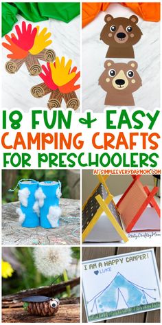 These camping crafts for preschoolers are a fun activity to do before or after camping or whenever you wish you were camping. They’re perfect for doing at home, school, library, or daycare! Preschool Summer Camp, Camping Theme Classroom