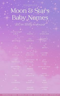 the moon and stars baby names poster