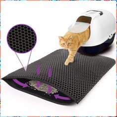 Primepets Kitty Litter Mat, 24  X 15  Cat Litter Trapping Mat, Litter Trapper Pad, Honeycomb Double-Layer Cat Mat for Litter Litter Tracking, Sand Cat, Cat Pad, Bed Mats