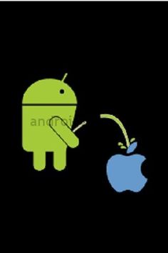 an apple and android logo on a black background