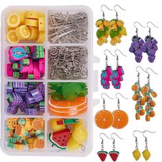 PRICES MAY VARY. ❤INSTRUCTION: Easy to assemble, Paper instructions is included to help you finish this jewelry making kit. ❤DIY MAKE 7 PAIRS EARRINGS: This earring making kit contains everything you need to create 7 pair of polymer clay cluster fruit dangle earrings. There are spare polymer clay for creativity idea craft. ❤PACKAGE INCLUDE: 4pcs x Lemon Resin Pendants with Iron Findings; 2pcs x Resin Lemon Beads; 20pcs x Polymer Clay Orange Beads; 2pcs x Polymer Clay Watermelon Charms; 10pcs x L Idea Craft, Diy Hooks, Diy Earrings Easy, Celtic Knot Earrings, Resin Pendants, Earring Kit, Diy Earring, Jewelry Making Kit, Earring Making