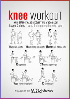 a poster with instructions on how to do knee workouts for men and women in different ways