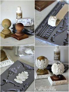 four different pictures of decorative items including soap, candles and other things to decorate with them