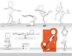 an animation character is doing different poses and positions to balance the ball on his feet