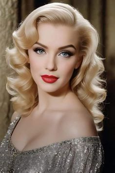 Vintage Bride Makeup, Hollywood Glamour Hair, Red Balayage Hair, Wedding Makeup Vintage, Marilyn Monroe Portrait, Classic Hollywood Glamour, Vintage Hollywood Glamour