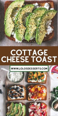 an image of cottage cheese toast with avocado on top