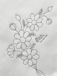 a drawing of some flowers on a piece of paper with the words, i love you