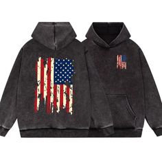 The American Flag Washed Cotton Hoodie - The Country Store