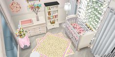 the baby's room is decorated in pastel colors