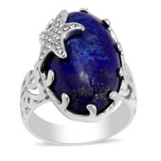 Brand New (Nwot) 10 Ctw Lapiz Lazuli Austrian Crystal Ring In Stainless Steel Size 6. This Lapis Lazuli Ring Will Make You Look Outstanding On Every Occasion. Decked With Austrian Crystals In The Form Of Starfish Over The Gem, This Jewelry Piece Will Enhance Your Fashion Quotient In Seconds. Lapis Lazuli Jewelry, Womens Ring, Lapis Lazuli Ring, Crystal Ring, Austrian Crystal, Crystal Rings, Womens Jewelry Rings, Starfish, Lapis Lazuli