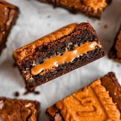 chocolate brownies with caramel drizzle on top