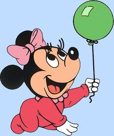 a cartoon character holding a green balloon