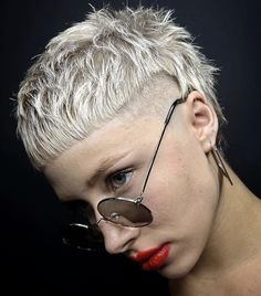 Style Mullet, Short Buzzed Hair, Non Binary Haircuts, Short Haircuts Ideas, Pixie Haircut Ideas, Chemo Hair, Hair Barber, Short Shag Haircuts