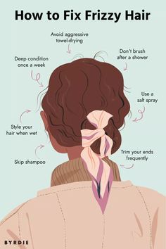 Frizzy Hair Tips, Haut Routine, Dry Frizzy Hair, Healthy Hair Tips, Curly Hair Routine, Hair Remedies, Curly Hair Care, Frizzy Hair, Curly Hair Tips