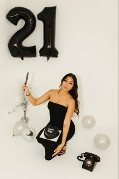 #nebraska #21 #21stbirthday #21birthday #photography #photooftheday #photoshoot #studio #studiodaze #blackdress #blackdressesforwomen #blackdressstyling #outfits #outfitoftheday #outfitideas #outfitstyle #trendy #whitebackground #balloons #cake #minicakes #minicakesideas  #discoballaesthetic #vintage #vintagedecor Birthday Background Photoshoot, Black White Birthday Photoshoot, Black And White Bday Photoshoot, White Background Photoshoot Birthday, Black Backdrop Photoshoot Ideas Birthday, Birthday Shoot White Background, Black Dress Birthday Photoshoot, Black And White Birthday Photoshoot, Black Backdrop Photoshoot