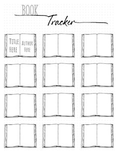 the book tracker is shown in black and white, with several different sections for each page