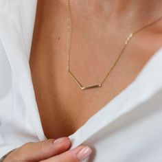 Dainty V Necklace-V Shaped Necklace-14K Gold Necklace-Minimalist Necklace-Chevron Necklace-Geometric Necklace-Layered-Everyday Necklace This ''v'' shape necklace brings balance and harmony. In many cultures it has been long recognized as a good luck charm. It's the perfect necklace to layer with any jewelry piece bringing hope, ambition, and promise to its wearers. ›› Item Details: › Made to Order › Gold Kt: 14K (also available in 9K & 18K) › Available Gold Color: White Gold, Yellow Gold, Ro Minimalist Yellow Gold Plated Herringbone Necklace, Gold Necklace V Shape, Gold-plated Delicate Herringbone Necklace For Gifts, Elegant Gold-plated Herringbone Necklace With Box Chain, Gold Triangle Necklace For Gift, Good Luck Necklace, Evil Eye Necklace Gold, Chevron Necklace, Gold Chevron