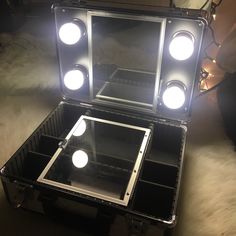 New! Beautiful White Hardcase. 4 White Lights, Electric Plug In With Long Cord, Adjustable Size Storage Slots For Makeup, Plastic Hardcase Built In Inside, Comes With Key For The Lock, Also Has An Extra Bulb, Mirror Extends Out. Portable Vanity, Bulb Mirror, Electric Plug, White Lights, Sephora Makeup, Double Wall Oven, Vanity Mirror, White Light, Womens Makeup