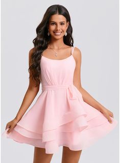 JJ's House Pleated Chiffon Scoop Fall Spring Summer A-line Plus General Back Zip Coquette Beautiful Back Sweet & Flow Petal Height:5.8ft（176cm） Bust:32in（82cm）Waist:24in（61cm）Hips:35in（89cm） No Mini Pink Sleeveless Homecoming Dress. #JJ's House #Pleated #Chiffon #Scoop #Fall #Spring #Summer #Aline #Plus #General #BackZip #Coquette #BeautifulBack #Sweet&Flow #Petal #No #Mini #Pink #Sleeveless #HomecomingDress Christian Hoco Dresses, Light Pink Semi Formal Dress, Dresses For Middle School Dance, Homecoming Dresses Loose, Dresses For Middle School Dances, Homecoming Dresses Flowy, Light Pink Short Dress, Grade Dresses, Light Pink Dress Short