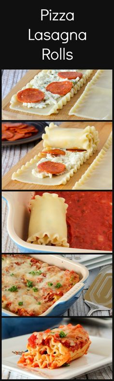 pizza lasagna rolls with cheese and tomato sauce