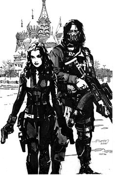 My Black Widow & Winter Soldier commission by John Paul Leon Strong Illustration, Winter Widow, Marvel Comics Art, Romanoff