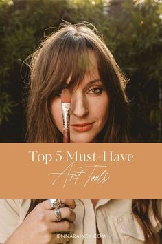 a woman holding a brush in her mouth with the words top 5 must have at tips