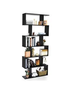 a book shelf with books and other items on it